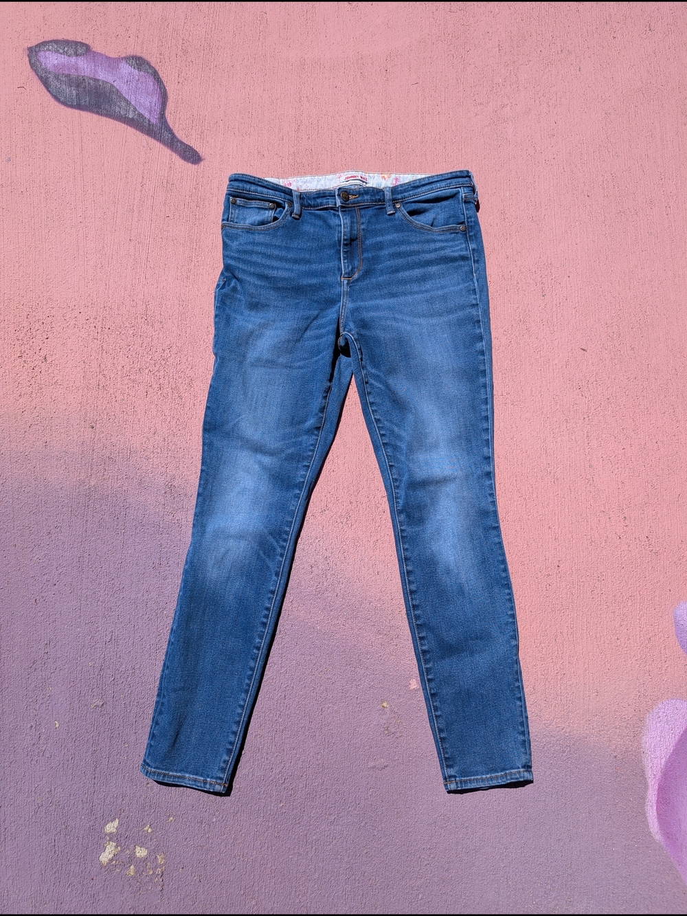 Johnny Was Medium Wash Skinny Jeans Size 30 Floral Waistband